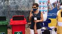 Ambassador of the EU in Ghana, H.E. Diana Acconcia presenting the items to beneficiaries