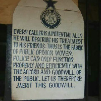 This inscription is found on the inner walls of  police stations.