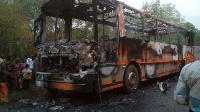 The Metro Mass Transit bus caught fire on its way to Affram Plains.