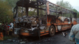 The Metro Mass Transit bus caught fire on its way to Affram Plains.