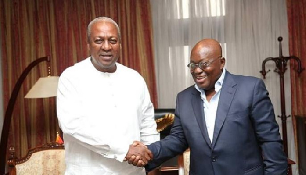 President Akufo-Addo beat former President Mahama by 53.80 to 44.40%