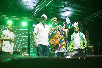 Emmanuel Armah Kofi Buah with one of the musicians he honoured