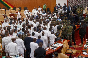 There was chaos in Ghana's Parliament during the election of a Speaker