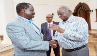 ODM leader Raila Odinga with retired President Mwai Kibak