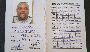 A purported photo of Anyidoho's dues document