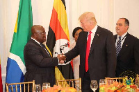 President Akufo-Addo in a handshake with President Donald Trump