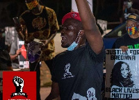 Leader of the Economic Fighters, Ernesto Yeboah at the vigil