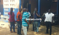 A section of NPP sympathisers at the police station