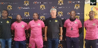 Papic in a group photograph with staff of Leopards