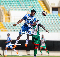 A scene from the game between Great Olympics and Karela United