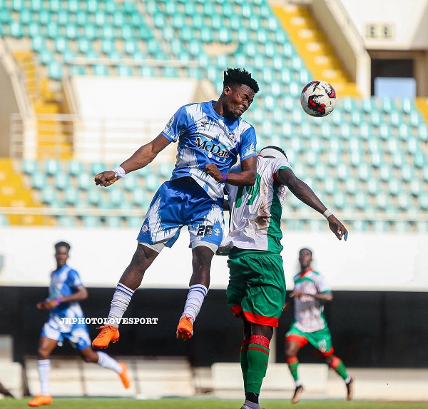 A scene from the game between Great Olympics and Karela United