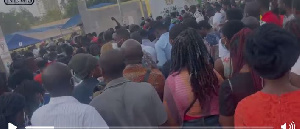 Dozens of applicants gather daily at the NIA head office to acquire a Ghana Card