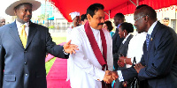 President Museveni introduces Hajj Habib Kagimu, a Kampala businessman to the Sri Lankan leader