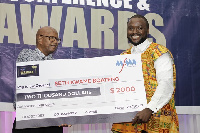 Seth Kwame Boateng [right] receiving the overall West Africa Best Journalist Award.