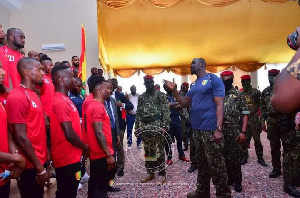 Colonel Mamady Doumbouya met the Guinea national team ahead of the 2021 AFCON