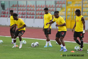 Black Stars players at training