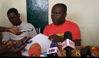 Some NDC executives in the Ajumako-Eyan-Essiam addressing the media