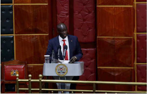 Kenya's Deputy President Rigathi Gachagua address legislators ahead of the lawmakers' vote