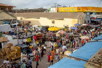 Aerial view of Makola market in Accra