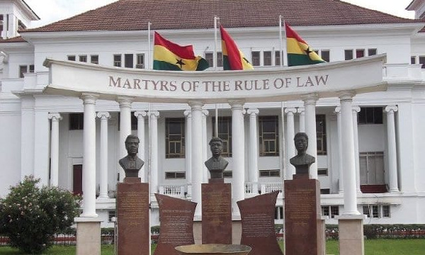 Bust of the three judges at the forecourt of the Supreme Court in Accra