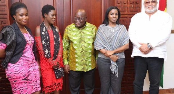 President Akufo-Addo with Former President Jerry John Rawlings and his staff at the Flagstaff House