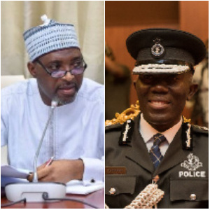 IGP George Dampare (left), Minority Chief Whip Muntaka Mubarak (right)