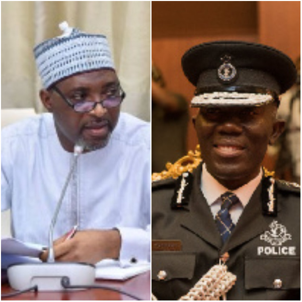 IGP George Dampare (left), Minority Chief Whip Muntaka Mubarak (right)