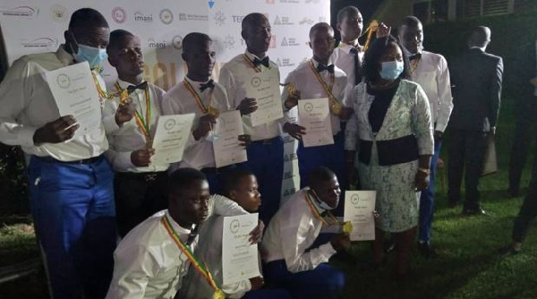 Chief Superintendent of Prisons (CSP) Victoria Adzawodah in a group photograph with some inmates