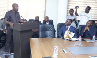 Kojo Oppong Nkrumah, the Minister for Works and Housing speaking during a ceremony in Accra