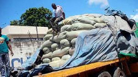 A truck loaded with imported maize from Tanzania