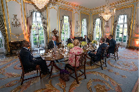 Bernard Mensah at a round table discussion with the dignitaries