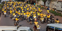 Supporters of incumbent Ugandan Presdent Yoweri Museveni celebrate on the streets of Kampala