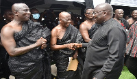 Vice President Dr Mahamudu Bawumia exchanging pleasantries at the funeral ceremony