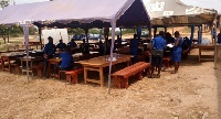 Students of Academy for Christ the King SHS study under canopies due to lack of classrooms.