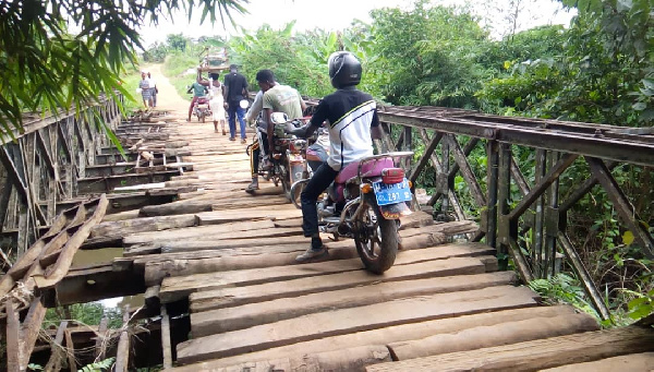 The dilapidated bridge is a major cause of concern for parents