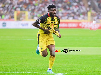 Thomas Partey celebrating his goal against Nigeria