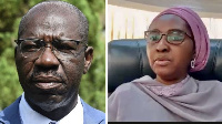 Combination foto of Edo govnor Obaseki and Minister of Finance Zainab Shamsuna Ahmed