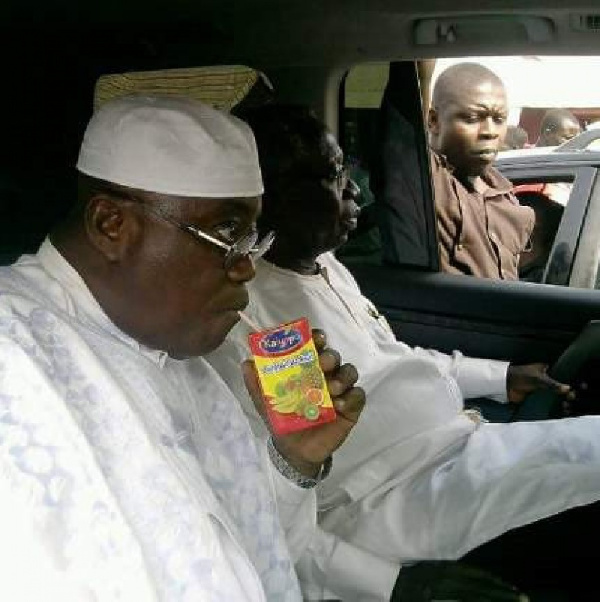 Nana Akufo-Addo, NPP flagbearer was photographed sipping Kalyppo fruit juice