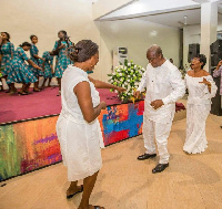 President Mahama exhibit dancing skills at church