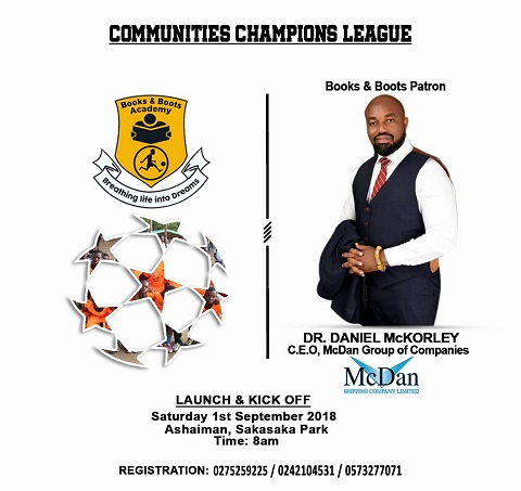 McDan Books & Boots Communities Champions League is slated for September 1