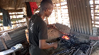 Bernard Otieku Kwame, one of the popular blacksmith’s in Agomanya in the Eastern Region