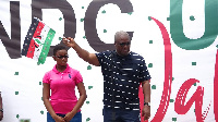 Former President John Mahama addressing NDC supporters at the end of the unity walk