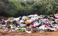 Heaps of plastic waste can be seen along the path that leads into the forest reserve