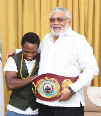 Isaac Dogboe and his team paid a courtesy call on former President Rawlings