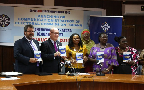 U.S. Ambassador to Ghana, Robert Porter Jackson with the EC Chair and others