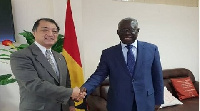 Yaw Osafo Maafo, Senior Minister with the new Japanese Ambassador to Ghana