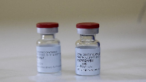 Johnson & Johnson vaccine vials against the COVID-19 coronavirus are seen