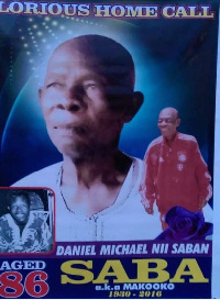 The late Daniel Michael Nii Saban Saba's funeral poster