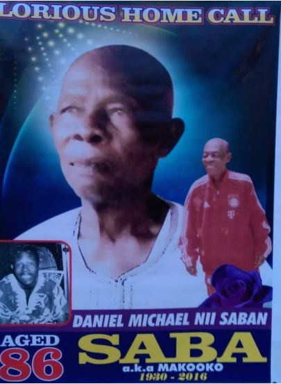 The late Daniel Michael Nii Saban Saba's funeral poster