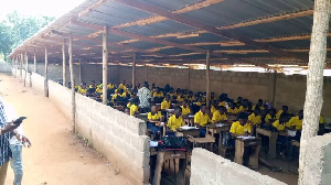 Students Of Apegusu Studying In An Uncompleted Structure